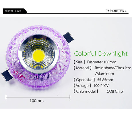 Crystal Led Downlights 5W COB Recessed Led Ceiling Lamp Embedded Dual Color LED Panel Light RGBW 110V 240V Indoor Decoration