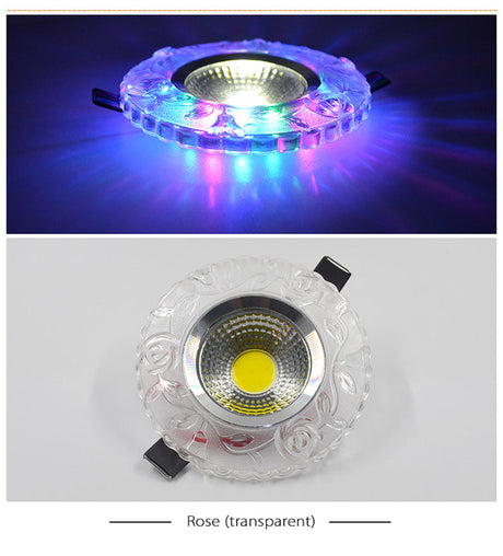 Crystal Led Downlights 5W COB Recessed Led Ceiling Lamp Embedded Dual Color LED Panel Light RGBW 110V 240V Indoor Decoration