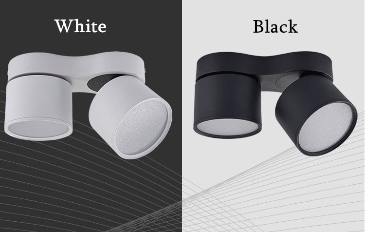 Dimmable Surface Mounted LED COB Downlight 2x7w/2x10w/2x15w Rotating LED Spot Light Ceiling Lamp with LED Driver AC110V/220V