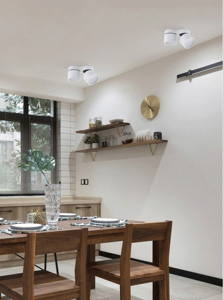 Dimmable Surface Mounted LED COB Downlight 2x7w/2x10w/2x15w Rotating LED Spot Light Ceiling Lamp with LED Driver AC110V/220V