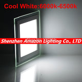 LED 6W 9W 12W 18W glass ceiling recessed downlight square panel light kitchen light 10pcs/lot