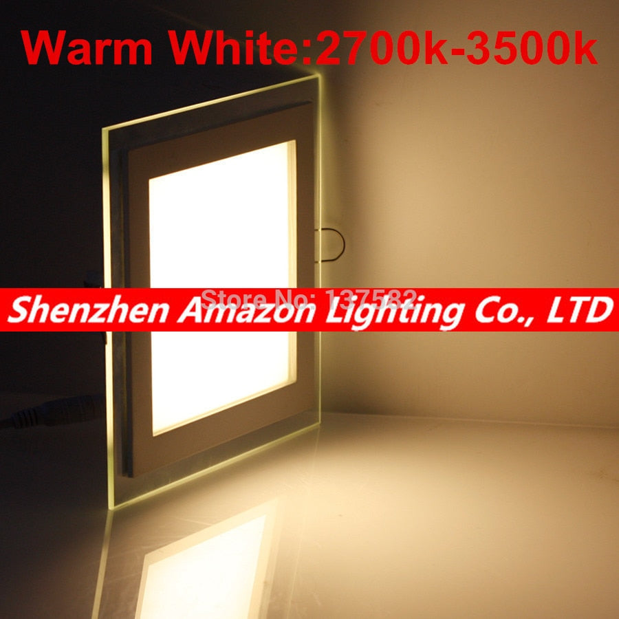 LED 6W 9W 12W 18W glass ceiling recessed downlight square panel light kitchen light 10pcs/lot