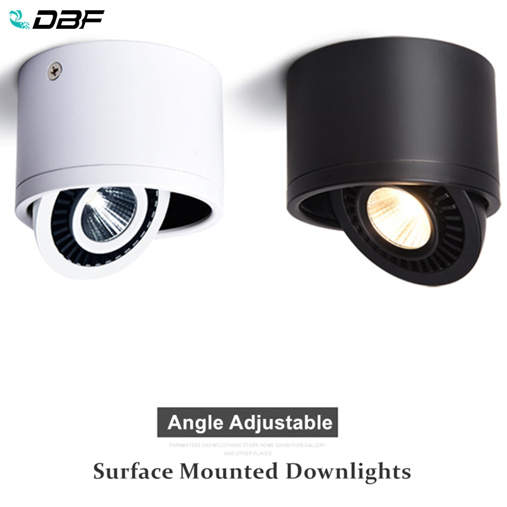 DBF Angle Adjustable Dimmable Surface Mounted Downlight Ceiling Lamp 5W 7W 9W 15W LED COB Spot Light AC110/220V Ceiling Light