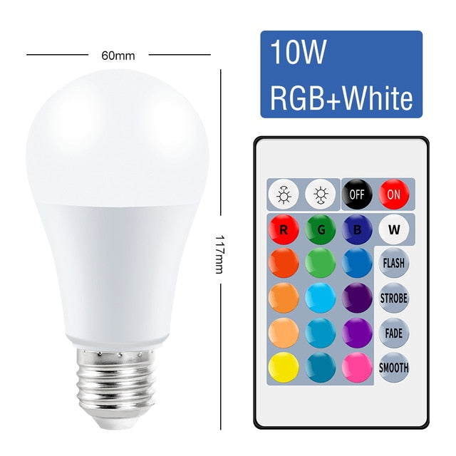 RGB LED Bulb Lights 5W 10W 15W RGBWW Light 110V LED Lampada Changeable Colorful RGBW 220V E27 LED Lamp With IR Remote Control