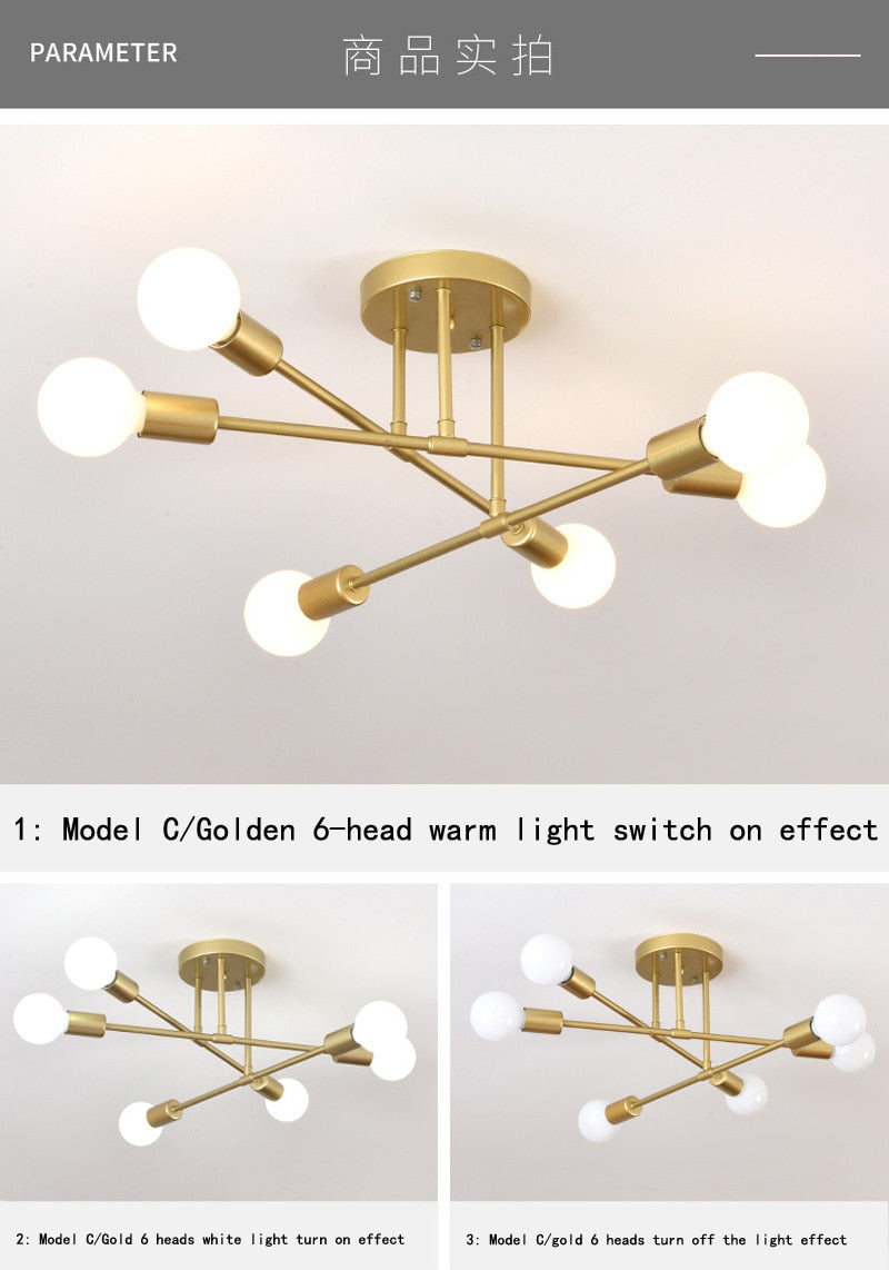 Modern Creative Lighting Warm And Romantic Golden Bedroom Modern Minimalist Personality Living Room Dining Room Ceiling Lamps