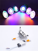 LED Color Downlight 3W 5W 7W Ceiling Luminaria Lamp AC85-265V Changing Recessed Panel Light Bulb Lamp for Hallway Wall Lights