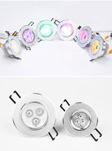 LED Color Downlight 3W 5W 7W Ceiling Luminaria Lamp AC85-265V Changing Recessed Panel Light Bulb Lamp for Hallway Wall Lights