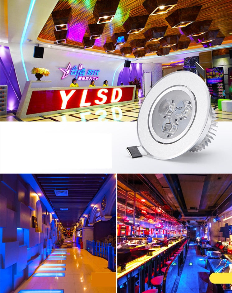 LED Color Downlight 3W 5W 7W Ceiling Luminaria Lamp AC85-265V Changing Recessed Panel Light Bulb Lamp for Hallway Wall Lights