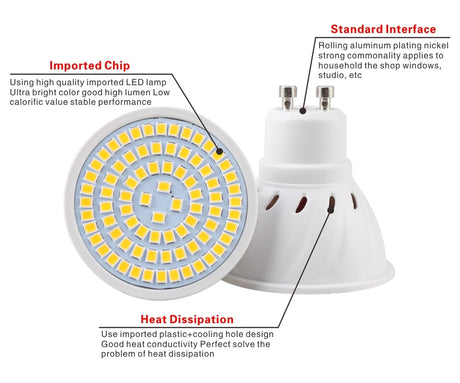 10pcs Lampasas's LED Spotlight Bulb E27 E14 MR16 GU10 B22 220V Bombillas LED Lamp 48 60 80 LED 2835 SMD Lampasas Spot Light 3w 4w 5w