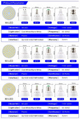10pcs Lampasas's LED Spotlight Bulb E27 E14 MR16 GU10 B22 220V Bombillas LED Lamp 48 60 80 LED 2835 SMD Lampasas Spot Light 3w 4w 5w