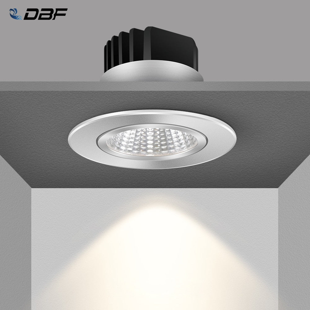 DBF Adjustable Angle Dimmable LED COB Downlights 6W 9W 12W 18W Recessed Ceiling Lamp AC110V 220V Round Spot Light Home Decor