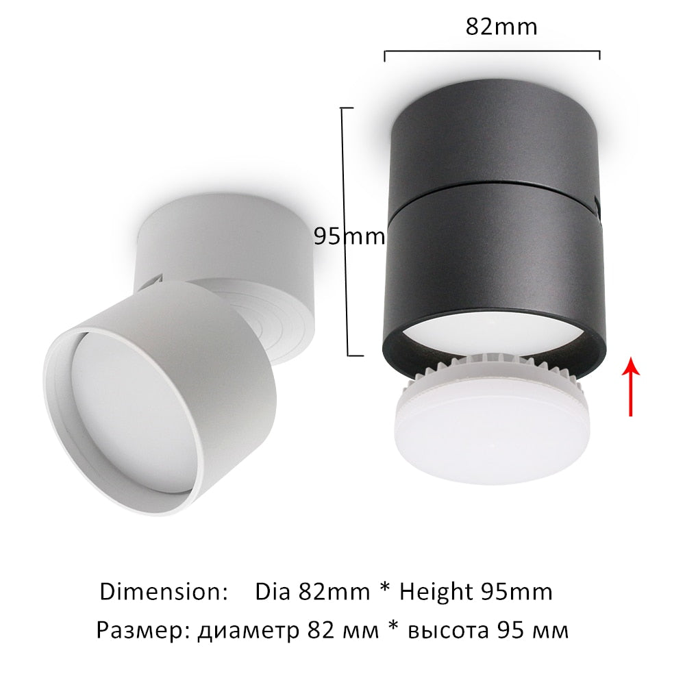 DBF 360 Degree Rotatable Surface Downlight 7W 9W 12W GX5.3 Light Bulb Replaceable AC 220V Picture Background Ceiling Spot Light