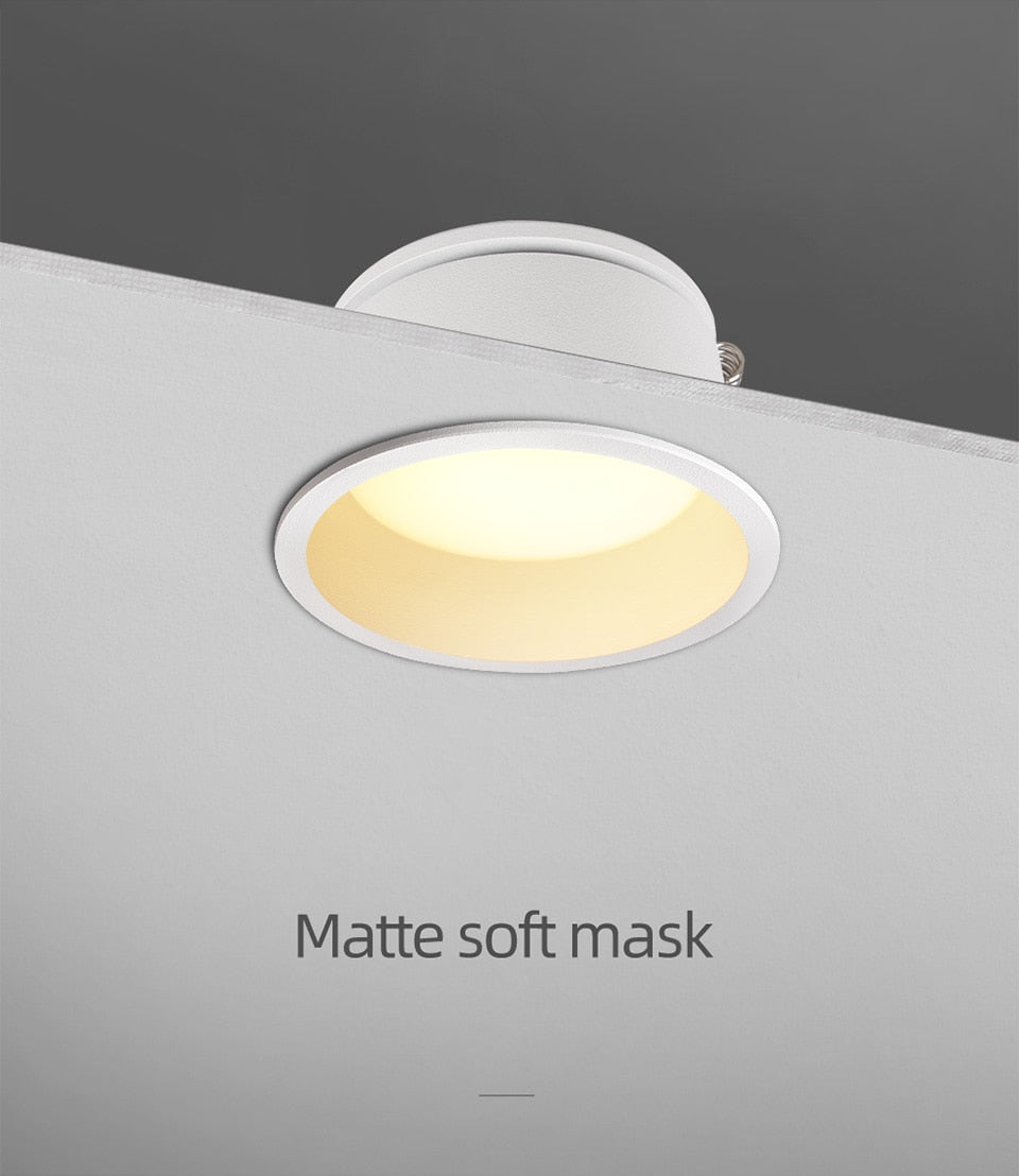 Aisilan Led Downlight Matte soft Anti-glare Recessed Downlight Aluminium Ceilling Spot Light narrow side waterproof spot light
