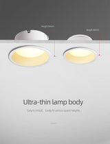 Aisilan Led Downlight Matte soft Anti-glare Recessed Downlight Aluminium Ceilling Spot Light narrow side waterproof spot light