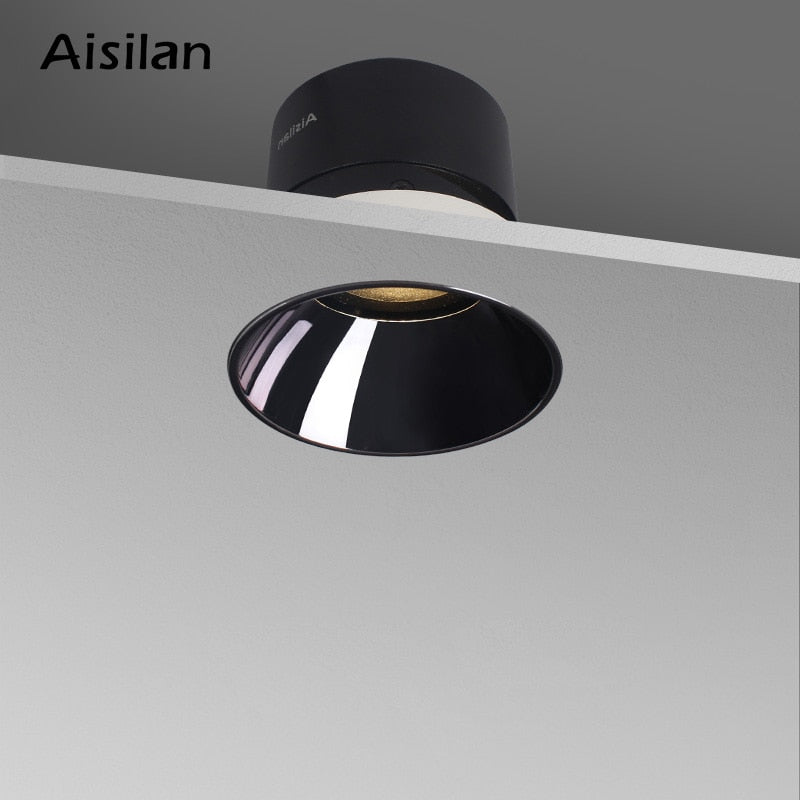 Aisilan LED recessed downlight Frameless anti-glare for living room corridor bedroom Angle Adjustable cutout size 8cm spot light