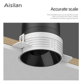 Aisilan LED recessed downlight Frameless anti-glare for living room corridor bedroom Angle Adjustable cutout size 8cm spot light