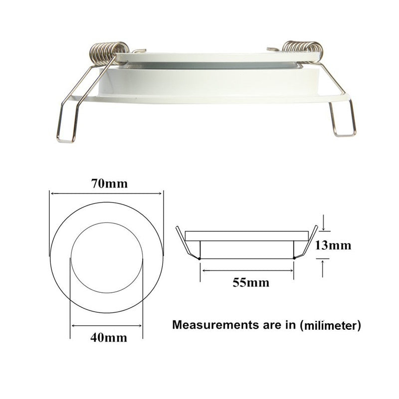 Tokili Round LED Downlight 3W Frosted Diffuser Ultra Slim Spring Clips Mount Full Aluminium 12V Dome Light Interior for RV Boat