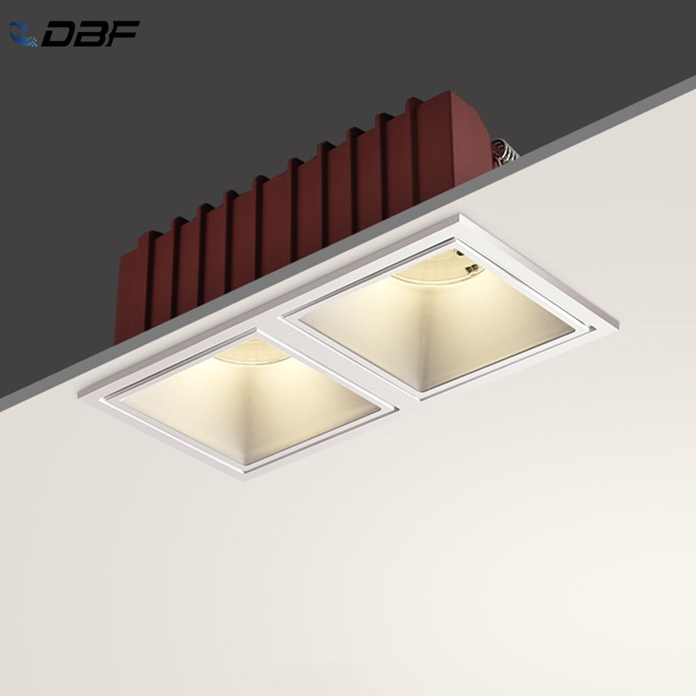 DBF 2020 Stylish NO Dazzing Ceiling Recessed LED Downlight 14W 24W Dimmable Square LED Ceiling Spot Light Pic Background