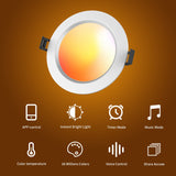 LED Panel Lights Lucas Led Downlight 4 Inch Smart Led Plafond Bluetooth Recessed Can light for Bathroom, 220V Downlight