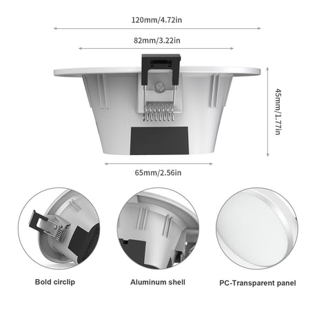  LED Panel Lights Lucas Led Downlight 4 Inch Smart Led Plafond Bluetooth Recessed Can light for Bathroom, 220V Downlight