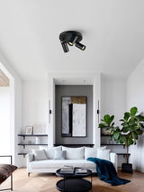 Dimmable creative three-head spotlight 7W/12W round led ceiling home living room surface mounted cob spotlight downlight