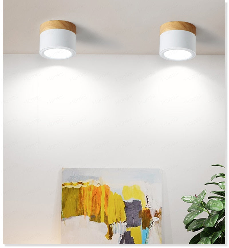 Homhi Living Room Lights Wood Decorative Led Lights Kitchen Nordic Spotlights Led Ceiling Home Lighting Colorful HTD-020