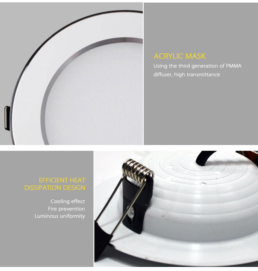 AC/DC 12V 110V Led Downlight 5W 7W 9W 12W 15W 18W Ceiling Recessed Grid Downlights Round Lamp