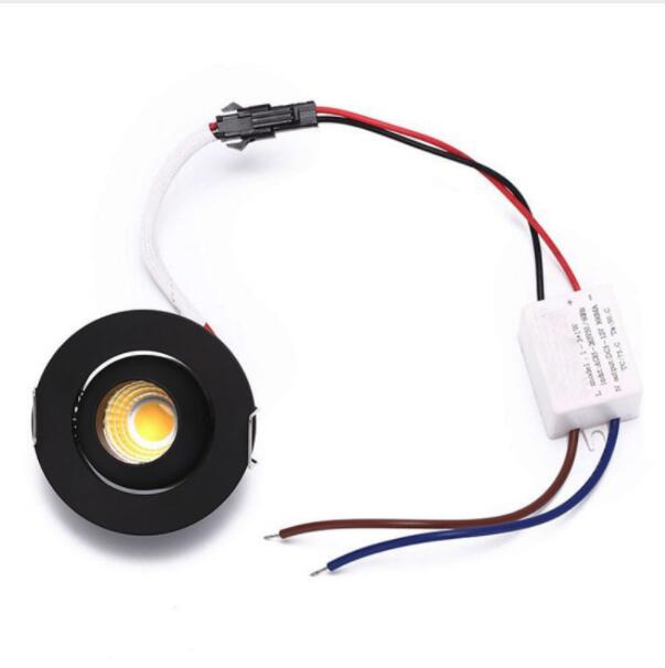 Mini LED Downlight 42mm Cut Hole Under Cabinet Spot Light 3W for Jewelry Display Ceiling Recessed Lamp 100V-240V white / black