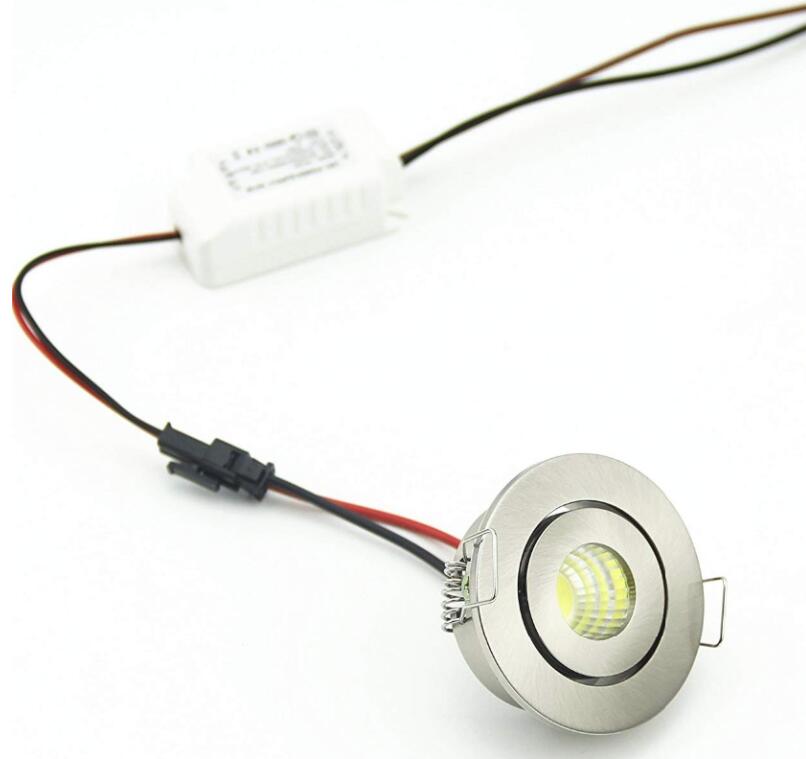 Mini LED Downlight 42mm Cut Hole Under Cabinet Spot Light 3W for Jewelry Display Ceiling Recessed Lamp 100V-240V white / black