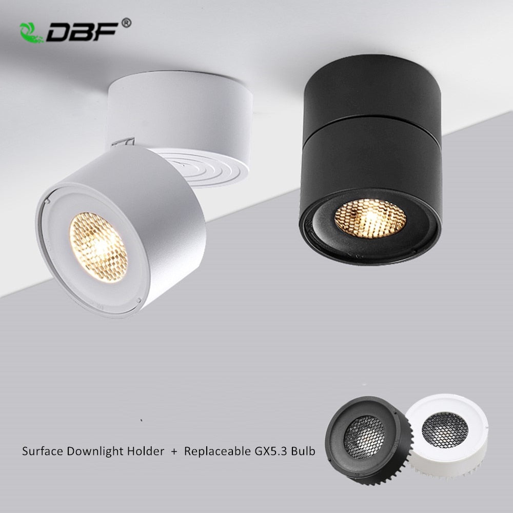 DBF Honeycomb Deep Glare Surface Downlight Holder+GX5.3 Light Bulb Replaceable 7W Angle Adjustable Ceiling Spot Light Bedroom