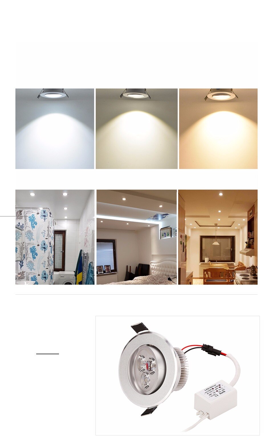 LED 10pcs/lot 9w 12w 15w cool white warm white dimmable LED Recessed Downlight AC110V 220V  for home bathroom kitch store lights