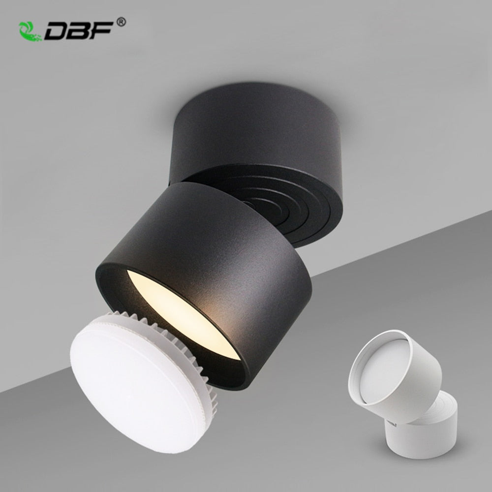 DBF 360 degrees Rotatable LED Surface Lamp Holder with Light Bulb Replaceable 7W 9W 12W Anti-Glare Surface Mounted Downlight