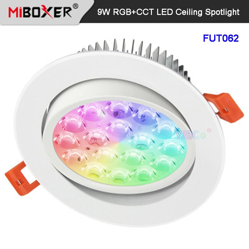 Miboxer 9W RGB+CCT LED Ceiling Spotlight Dimmable FUT062 AC110V 220V led Downlight angle Adjustable Support Smart Phone APP