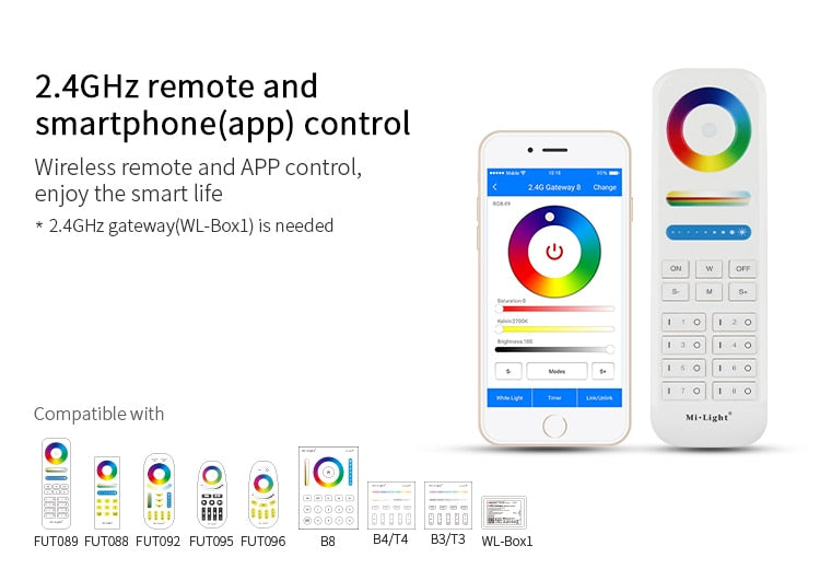 Miboxer 9W RGB+CCT LED Ceiling Spotlight Dimmable FUT062 AC110V 220V led Downlight angle Adjustable Support Smart Phone APP