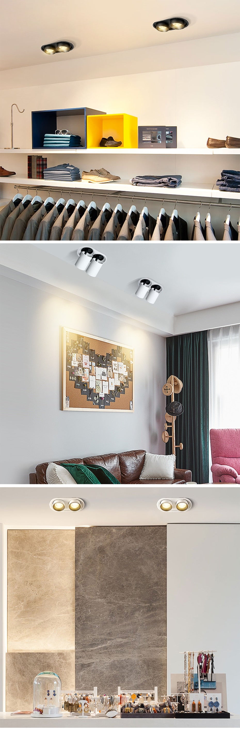 Stretchable Recessed Downlight Led Ceiling Downlight Telescopic Rotary Spot Lamp For Living Room Restaurant