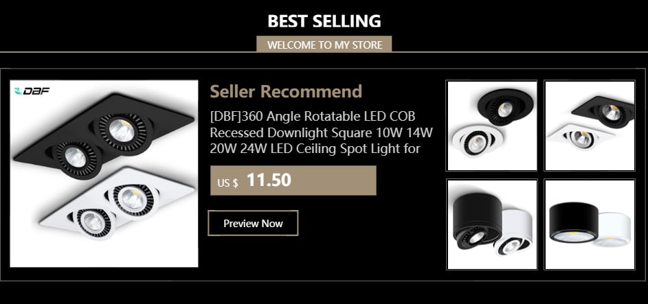 DBF Black/White 3W 5W 7W 10W Recessed Ceiling Downlight AC110/220V Warm/Natural/Cold White LED Ceiling Spot Light for TV Photo