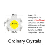 High Power 20pcs a Lot LED COB Light Bulb 20mm 3W 5W 7W 10W Use 250mA/300mA LED Source Chip Light Lamp SpotLight Downlight Lamps