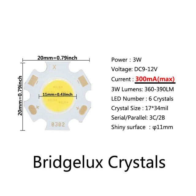 High Power 20pcs a Lot LED COB Light Bulb 20mm 3W 5W 7W 10W Use 250mA/300mA LED Source Chip Light Lamp SpotLight Downlight Lamps