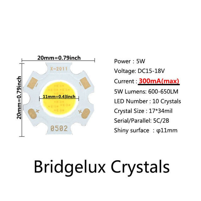 High Power 20pcs a Lot LED COB Light Bulb 20mm 3W 5W 7W 10W Use 250mA/300mA LED Source Chip Light Lamp SpotLight Downlight Lamps