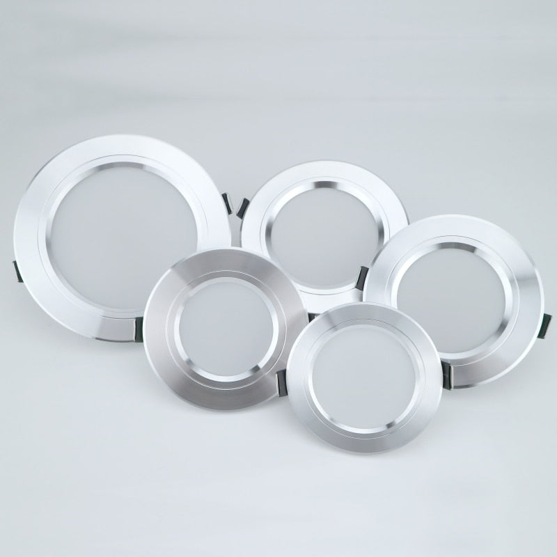 LED Downlight Silver Ultra Thin Aluminum  5W 9W 12W 15W 18W Down Light 220V 230V 240V Round Recessed Spot Lighting
