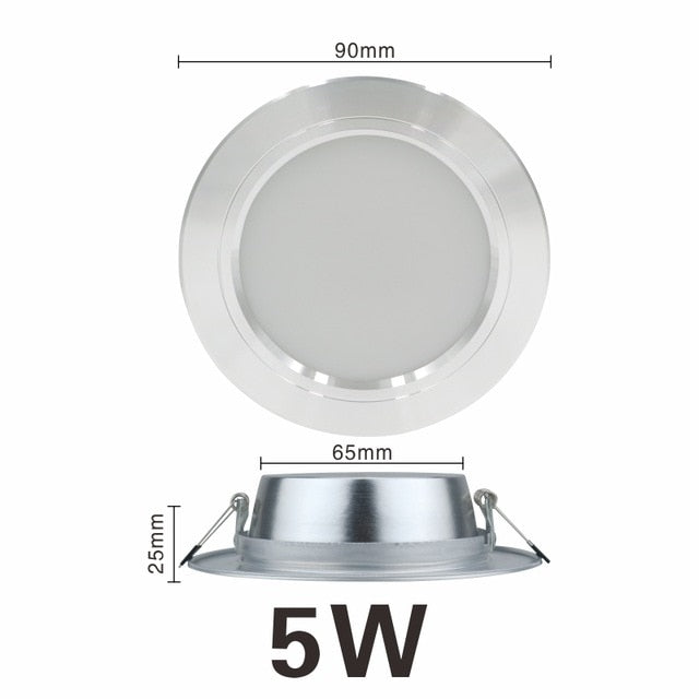 LED Downlight Silver Ultra Thin Aluminum  5W 9W 12W 15W 18W Down Light 220V 230V 240V Round Recessed Spot Lighting