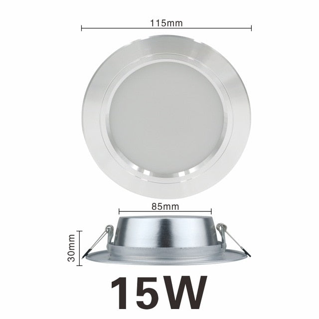 LED Downlight Silver Ultra Thin Aluminum  5W 9W 12W 15W 18W Down Light 220V 230V 240V Round Recessed Spot Lighting