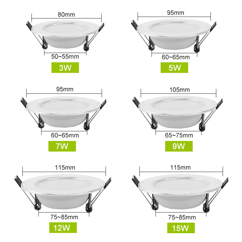 Led Downlight 3W 5W 7W 9W 12W 15W LED Ceiling Round Recessed Lamp 6Pcs 220V 230V LED Spot Light For Bathroom Kitchen