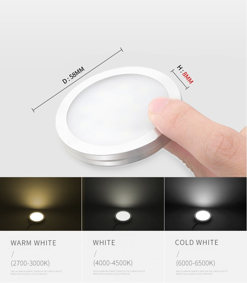 Cabinet spotlight household ultra-thin 8mm showcase surface mounted LED panel light DC12V kitchen furniture mini small downlight