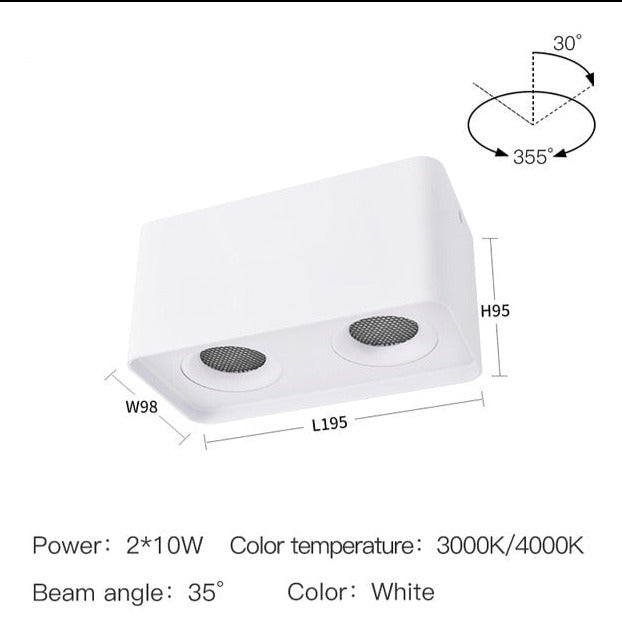 10W 20W Arc COB Led Downlight Surface Mounted Adjustable Square Ceiling Spot Lights Lamps For Indoor Home