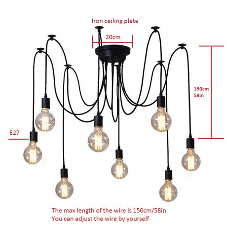 Ceiling Lights DIY Art Spider Ceiling Lamp Fixture Light Hanging Nordic Retro Edison Bulb Light Vintage Loft Antique hanging
