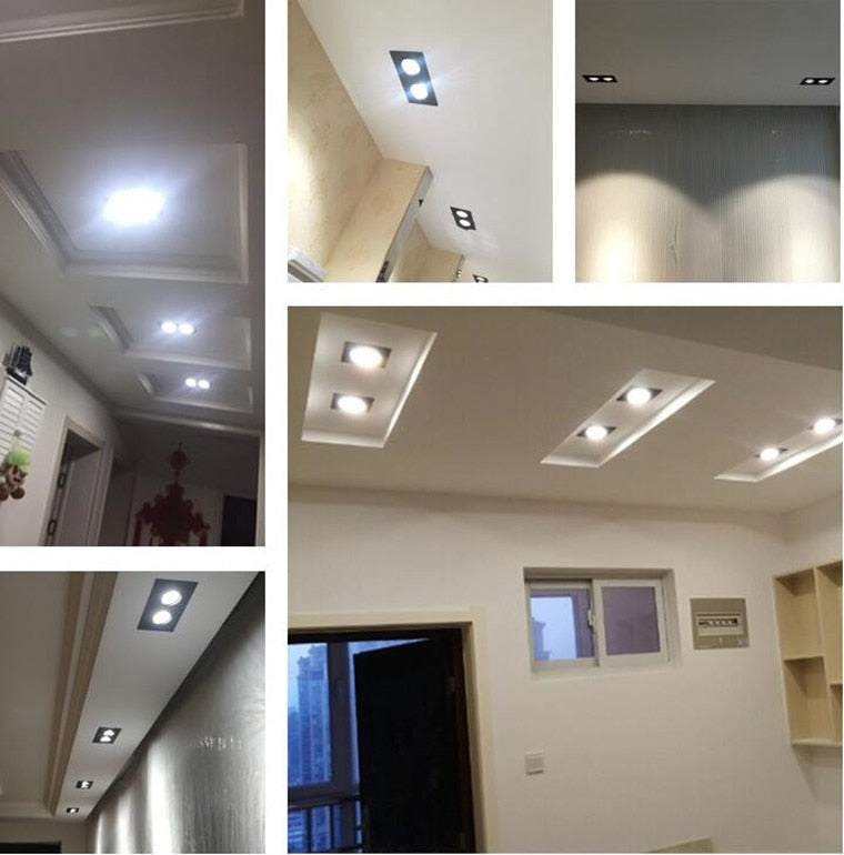 Square Dimmable Recessed COB LED Downlights  7W 9W 12W  LED Ceiling Spot Lights AC85-265V LED Ceiling Lamps Indoor Lighting