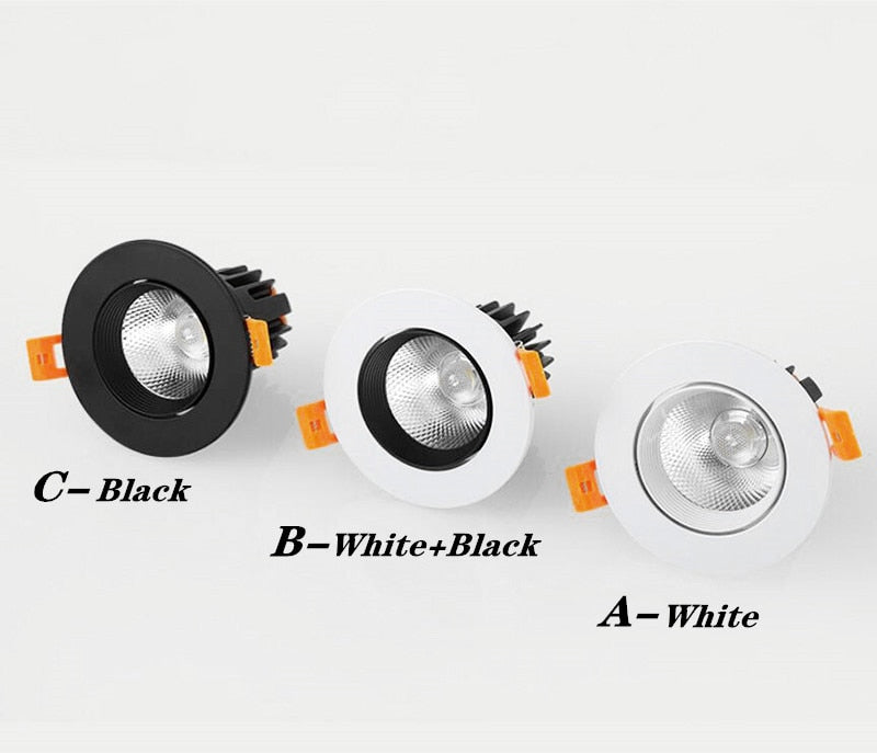 Recessed Dimmable Round Anti Glare COB LED Downlights 7W 9W 12W  LED Ceiling Spot Lights Background Lamps Indoor Lighting