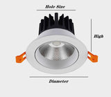 Recessed Dimmable Round Anti Glare COB LED Downlights 7W 9W 12W  LED Ceiling Spot Lights Background Lamps Indoor Lighting