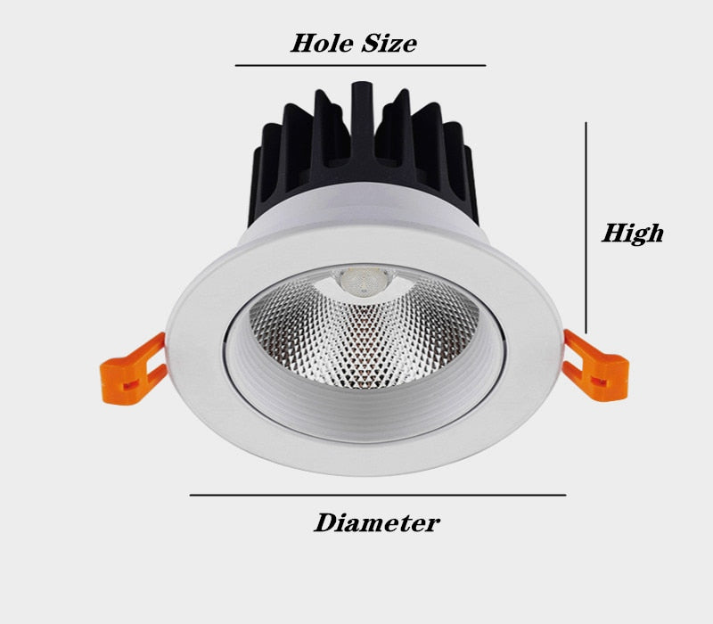Recessed Dimmable Round Anti Glare COB LED Downlights 7W 9W 12W  LED Ceiling Spot Lights Background Lamps Indoor Lighting